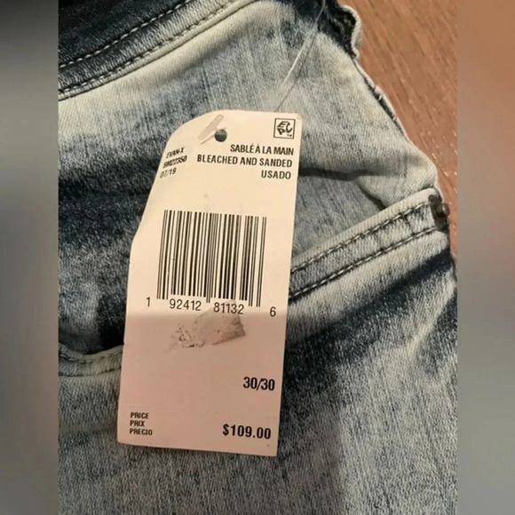 2PAIR- BUFFALO JEANS “EVAN-X” SLIM STRAIGHT STRETCH BLEACHED AND SANDED 30/30 - Picture 11 of 16